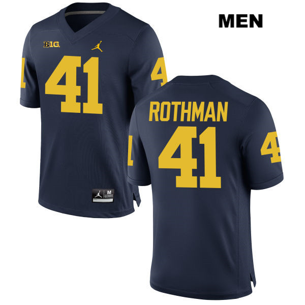 Men's NCAA Michigan Wolverines Quinn Rothman #41 Navy Jordan Brand Authentic Stitched Football College Jersey TO25L02BG
